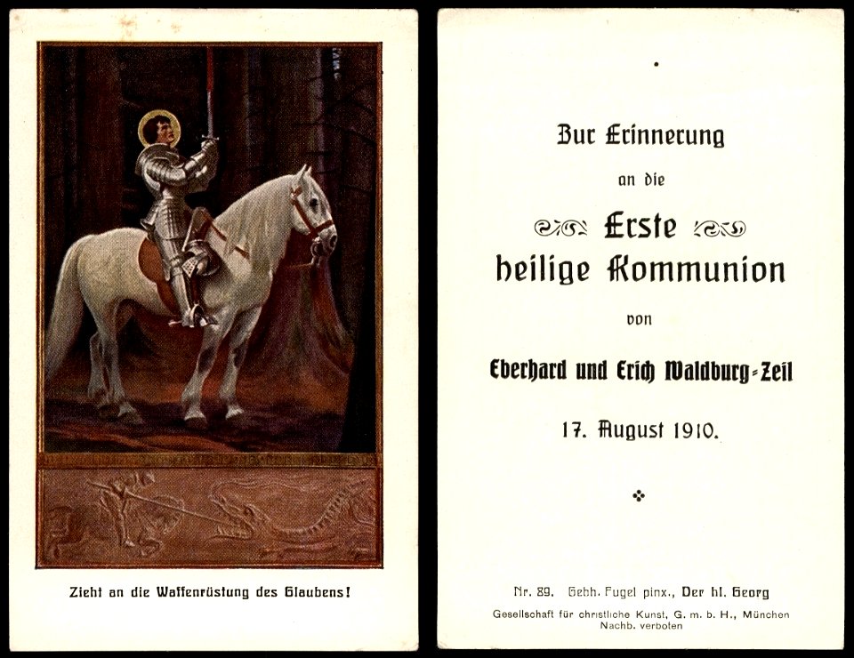 Erstkommunion Erich und Eberhard Waldburg-Zeil mit Fugel St Georg