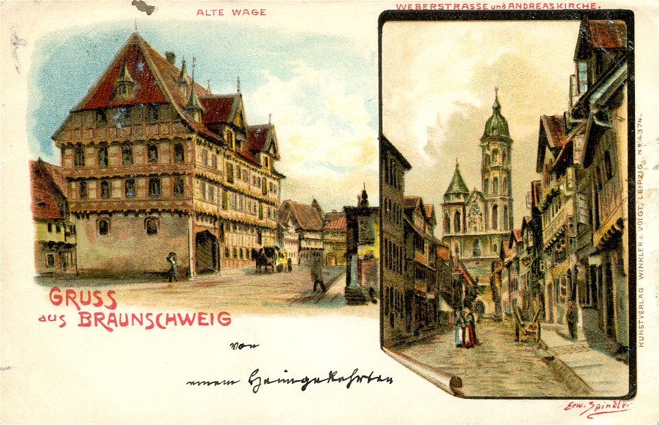 Erwin Spindler Ansichtskarte Braunschweig-Alte Waage