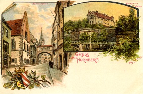 Erwin Spindler Ansichtskarte Nürnberg-Rathausgasse