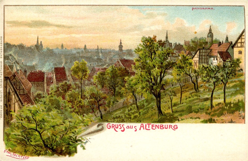Erwin Spindler Ansichtskarte Altenburg-Panorama