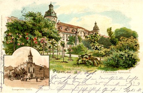 Erwin Spindler Ansichtskarte Pilsen-Gymnasium