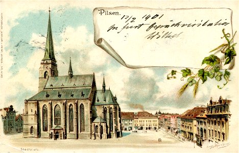 Erwin Spindler Ansichtskarte Pilsen-Stadtplatz