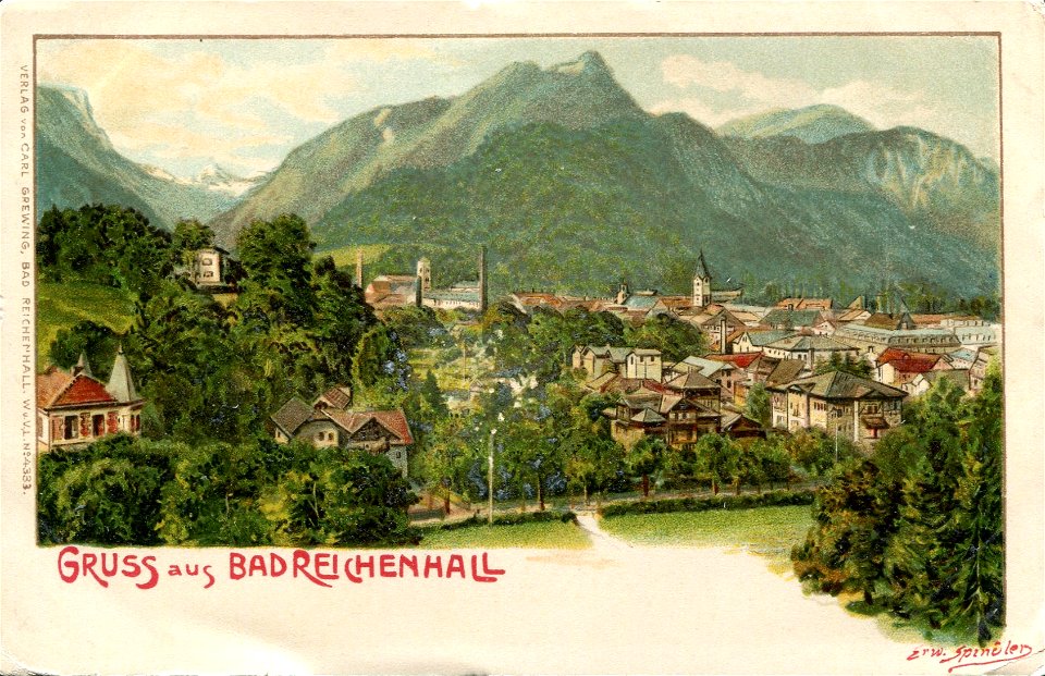 Erwin Spindler Ansichtskarte Reichenhall Bad-Panorama 2