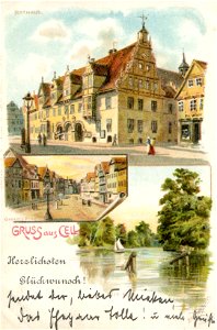 Erwin Spindler Ansichtskarte Celle-Rathaus-Zustztext