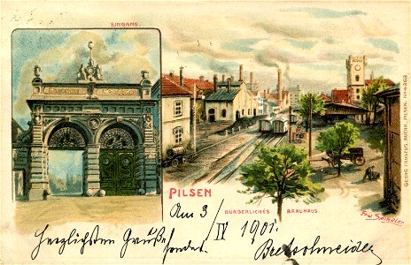 Erwin Spindler Ansichtskarte Pilsen-Brauhaus-d