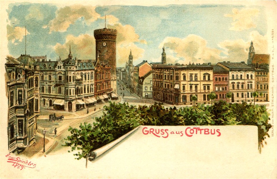 Erwin Spindler Ansichtskarte Cottbus-Spremberger Straße