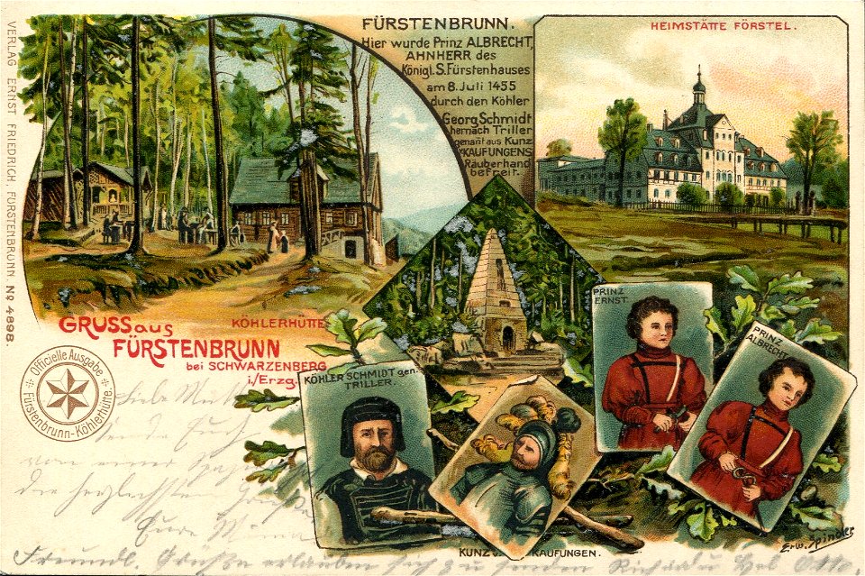Erwin Spindler Ansichtskarte Fürstenbrunn m. Signet