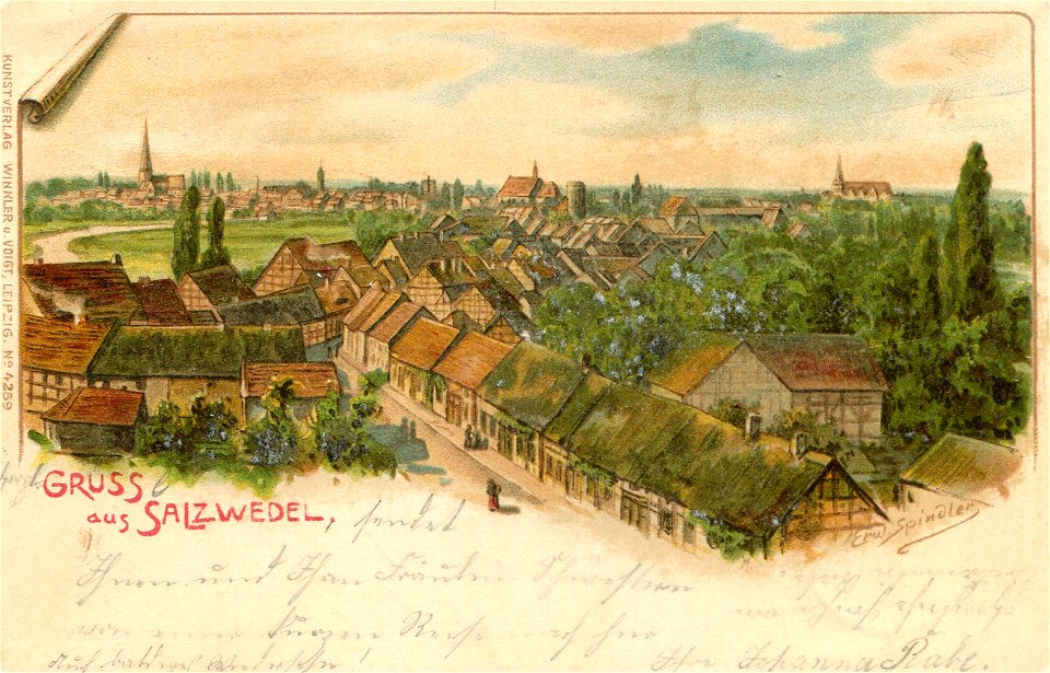 Erwin Spindler Ansichtskarte Salzwedel-Panorama