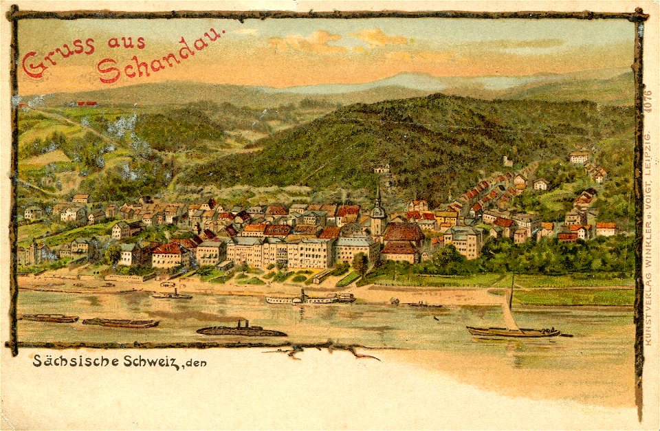 Erwin Spindler Ansichtskarte Schandau Ortsansicht