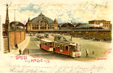 Erwin Spindler Ansichtskarte Halle-Bahnhof