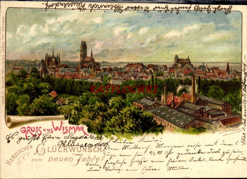 Erwin Spindler Ansichtskarte Wismar m Zusatz