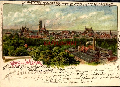 Erwin Spindler Ansichtskarte Wismar m Zusatz
