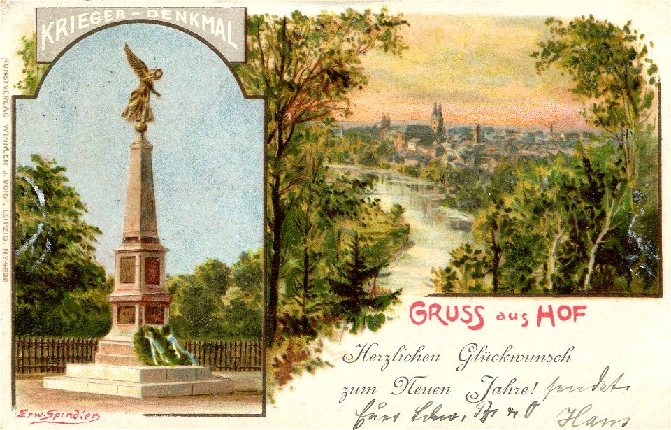 Erwin Spindler Ansichtskarte Hof-Kriegerdenkmal
