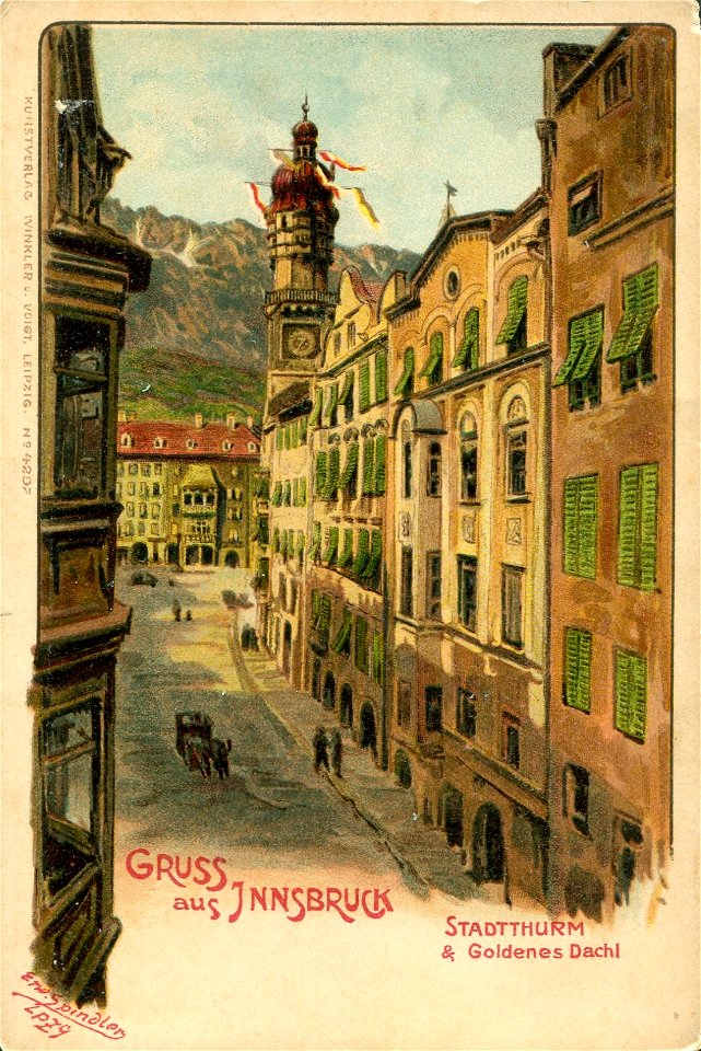 Erwin Spindler Ansichtskarte Innsbruck-Stadtturm