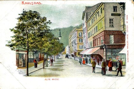 Erwin Spindler Ansichtskarte Karlsbad-ALte Wiese