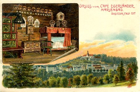 Erwin Spindler Ansichtskarte Marienbad-Wohnstube