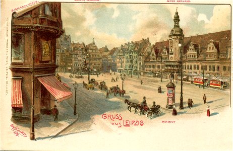 Erwin Spindler Ansichtskarte Leipzig-Markt. Free illustration for personal and commercial use.