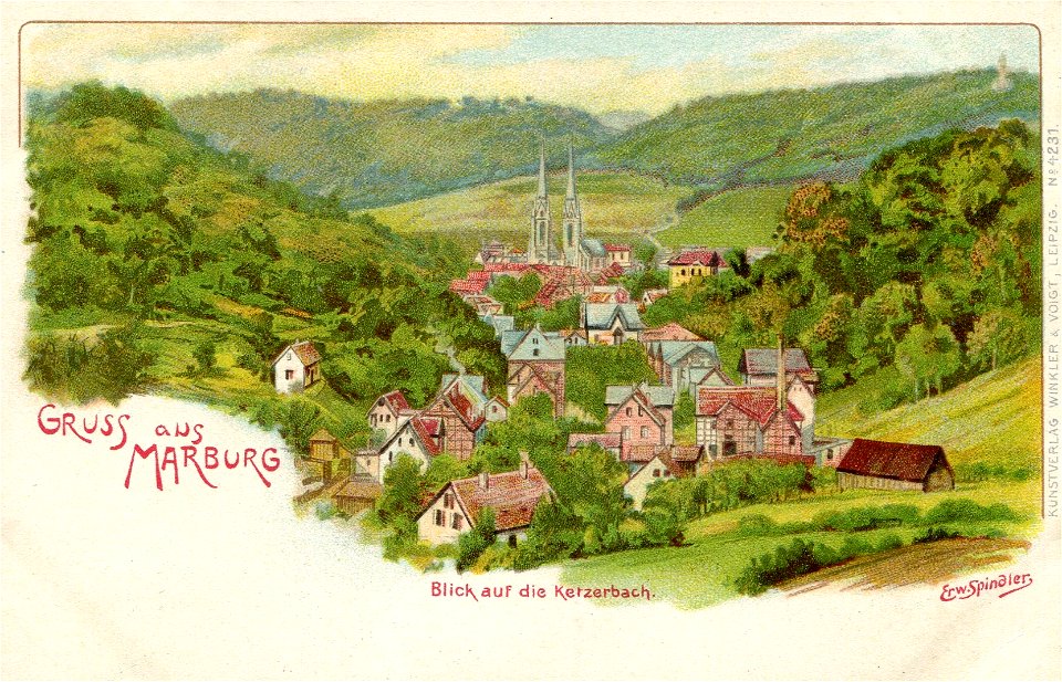 Erwin Spindler Ansichtskarte Marburg-Ketzerbach