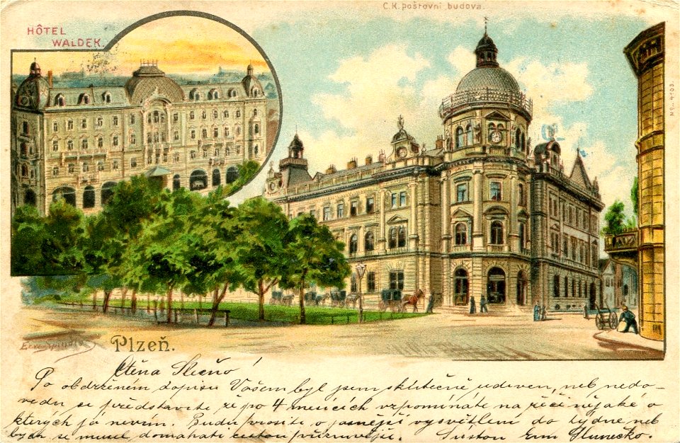 Erwin Spindler Ansichtskarte Pilsen-Hotel