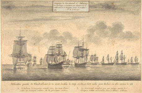 Escadre de d'Estaing au large de Rhode Island en août 1778
