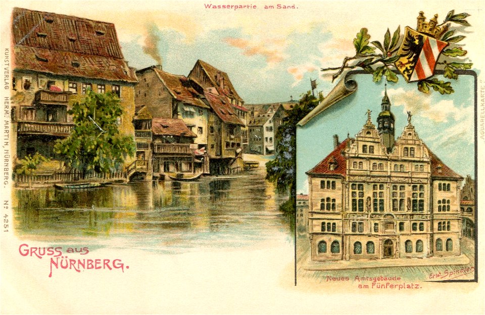 Erwin Spindler Ansichtskarte Nürnberg-Wasserpartie