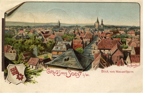 Erwin Spindler Ansichtskarte Soest Blick v. Wasserturm