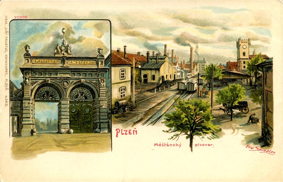 Erwin Spindler Ansichtskarte Pilsen-Brauhaus-t