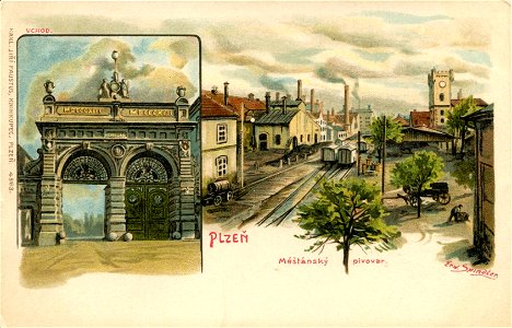 Erwin Spindler Ansichtskarte Pilsen-Brauhaus-t
