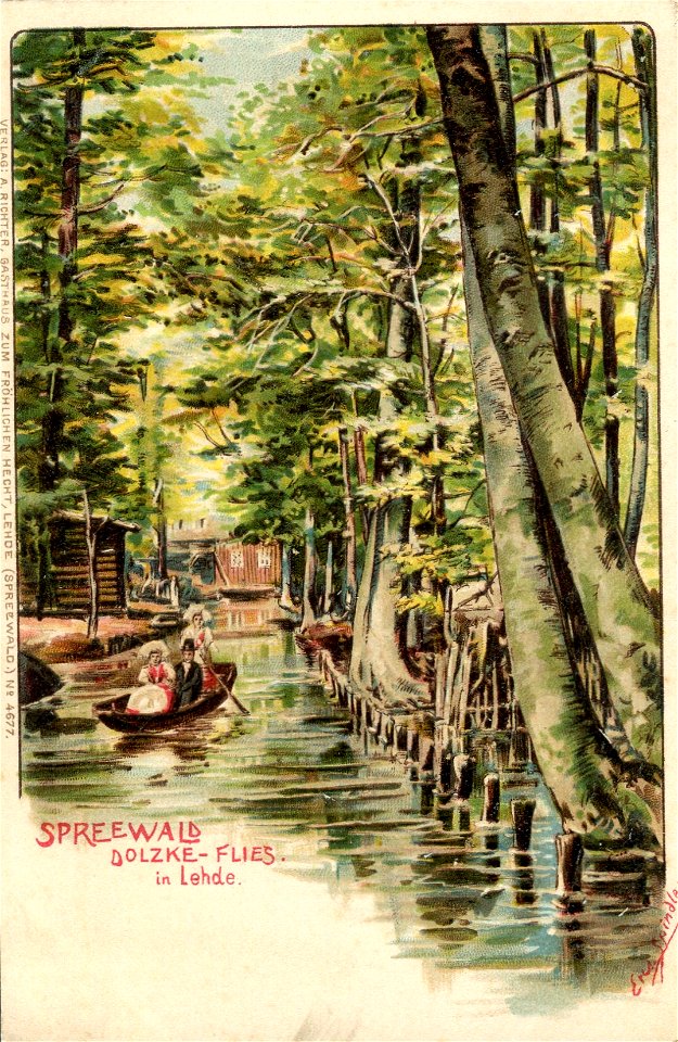 Erwin Spindler Ansichtskarte Spreewald-Dolzke-Flies