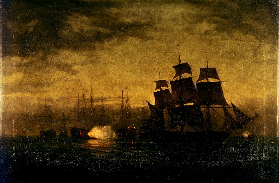 Escape of HMS 'Clyde' from the Nore mutiny, 30 May 1797 RMG BHC0496
