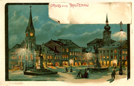 Erwin Spindler Ansichtskarte Trautenau-Nacht