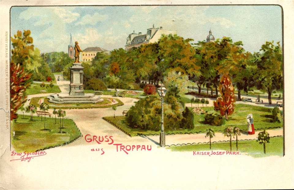 Erwin Spindler Ansichtskarte Troppau-Kaiser-Josef-Park