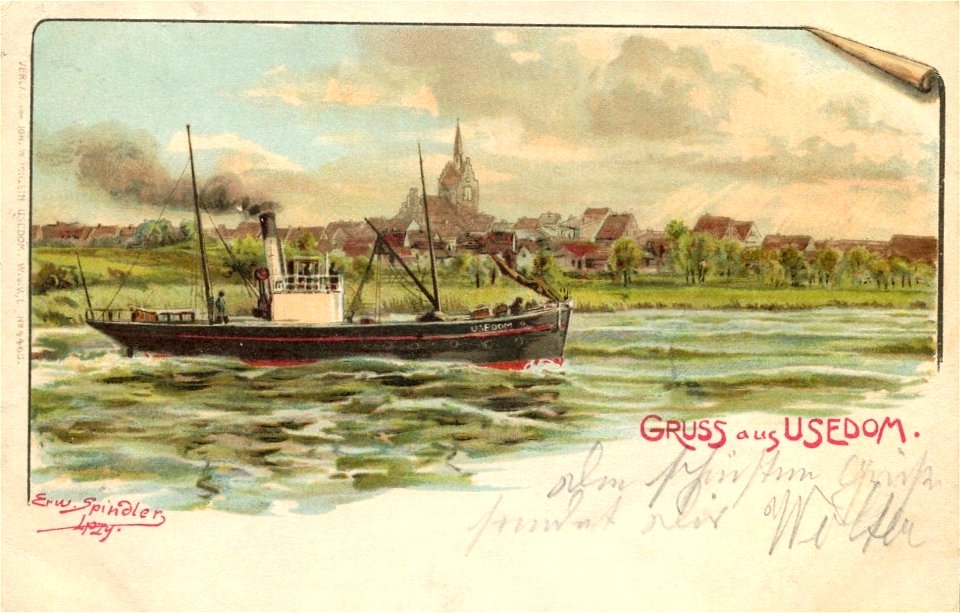 Erwin Spindler Ansichtskarte Usedom-Schiff