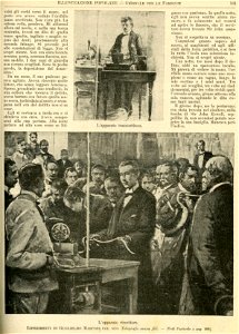 Esperimenti di Guglielmo Marconi col suo Telegrafo senza fili. Free illustration for personal and commercial use.