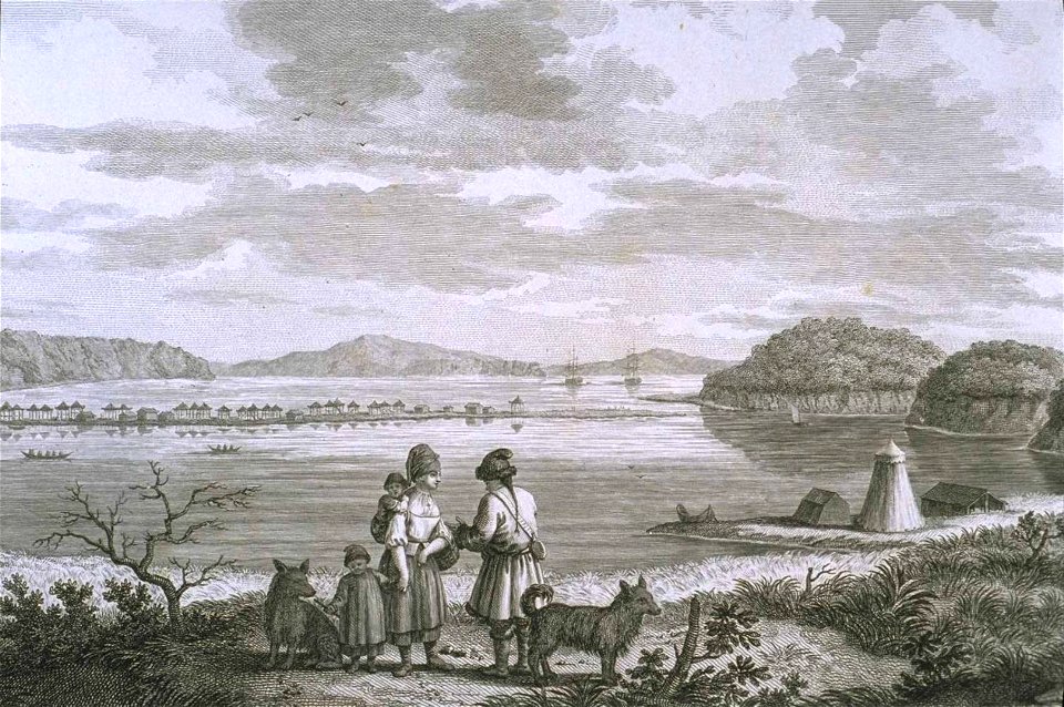 Escale de La Perouse au Kamtchatka près de Petropavlosk en 1787