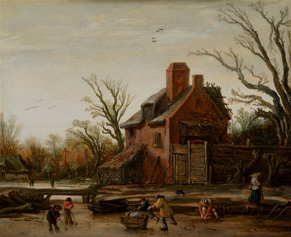 Esaias van de Velde - Winter Landscape with Farmhouse - 673 - Mauritshuis
