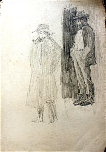 Esbossos de dos homes amb barret i pipa - Joan Brull i Vinyoles (1863-1912)