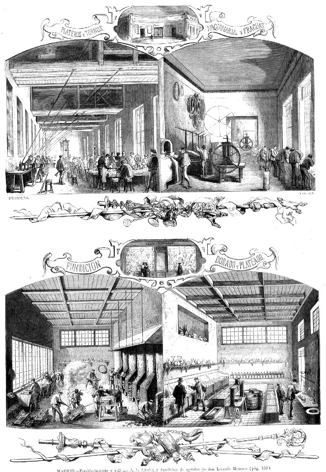 Establecimiento y talleres de la fábrica y fundición de metales de don Leoncio Meneses, de Urrabieta