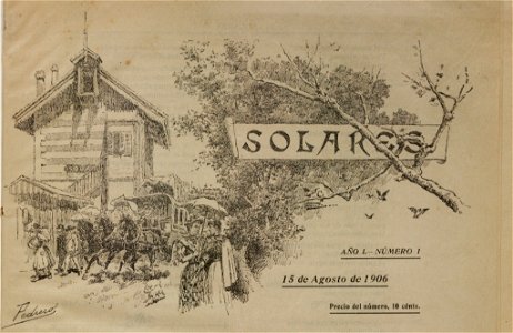Estación Solares, portada revista Solares, 15.8.1906, dibujo por Mariano Pedrero. Free illustration for personal and commercial use.