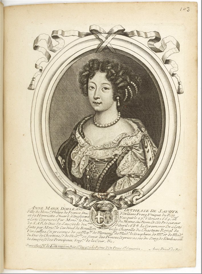 Estampes par Nicolas de Larmessin.f111.Anne Marie d'Orléans, reine de Sardaigne