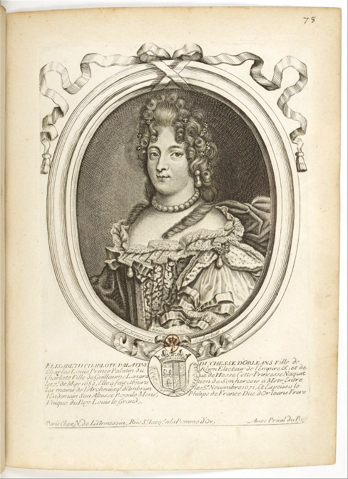 Estampes par Nicolas de Larmessin.f087.Charlotte Élisabeth de Bavière, duchesse d'Orléans