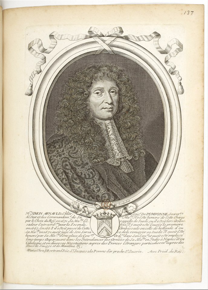 Estampes par Nicolas de Larmessin.f143.Simon Arnauld, marquis de Pomponne