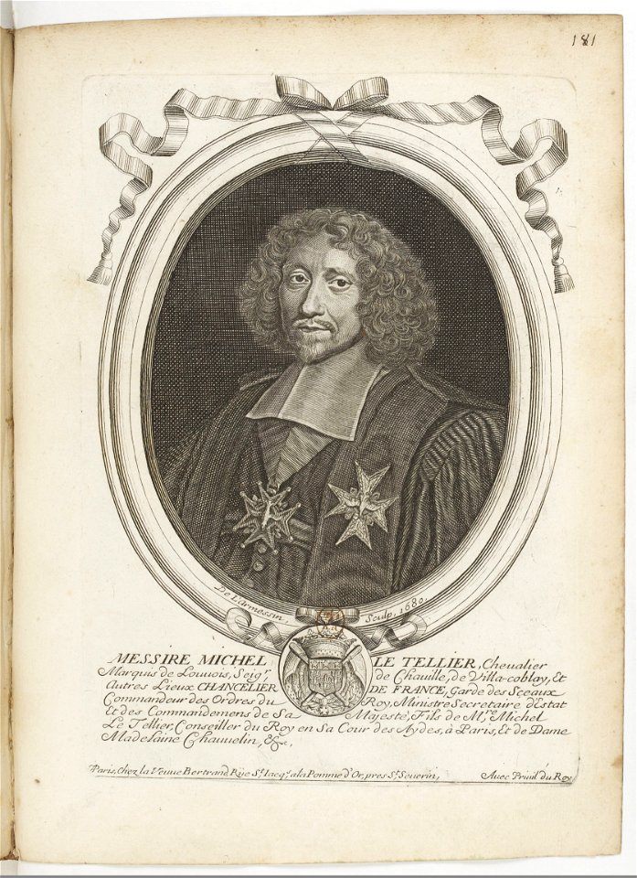 Estampes par Nicolas de Larmessin.f186.Michel le Tellier, chancelier de France