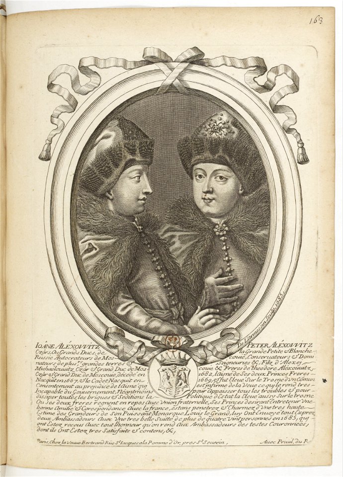 Estampes par Nicolas de Larmessin.f168.Ivan V et Pierre I, tsars de Russie
