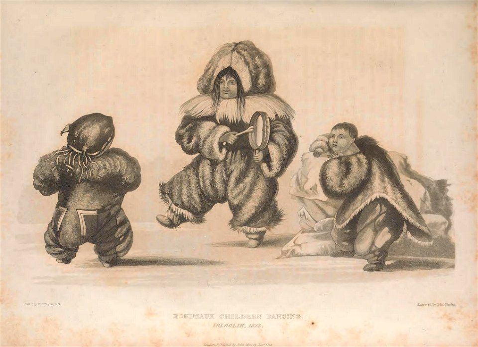 Eskimaux children dancing. Igloolik, 1823