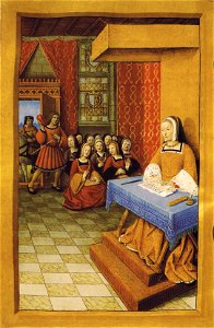 Espistres en vers françois - NLR fr.F.v.XIV.8 f58v (Anne de Bretagne écrivant à Louis XII)