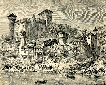 Esposizione nazionale di Torino prospetto del castello e del villaggio medioevale