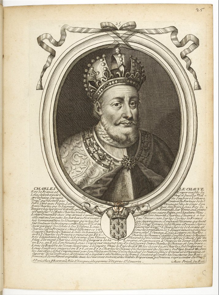 Estampes par Nicolas de Larmessin.f034.Charles II, dit le Chauve, roi des Francs