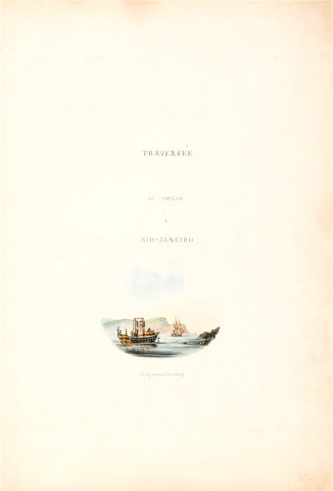Estudo para frontispício Traversée de Toulon à Rio-Janeiro, da Coleção Brasiliana Iconográfica