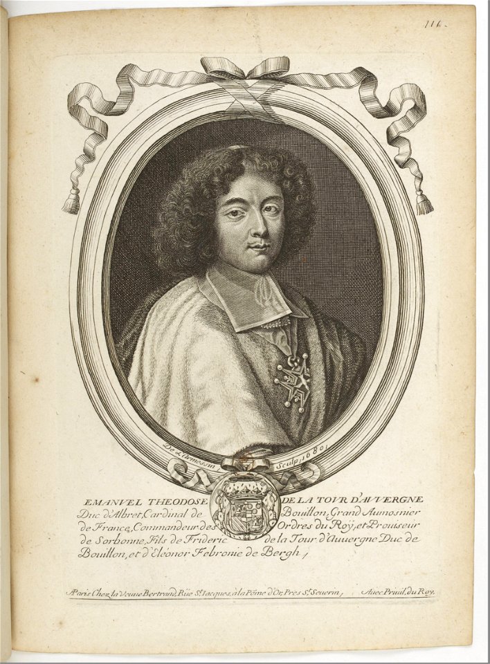 Estampes par Nicolas de Larmessin.f119.Emmanuel Théodose de la Tour d'Auvergne, cardinal de Bouillon